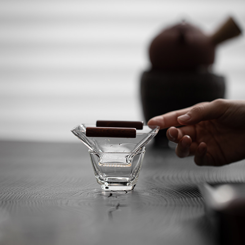 日式玻璃茶滤器加厚耐热手工家用茶叶过滤功夫茶道配件