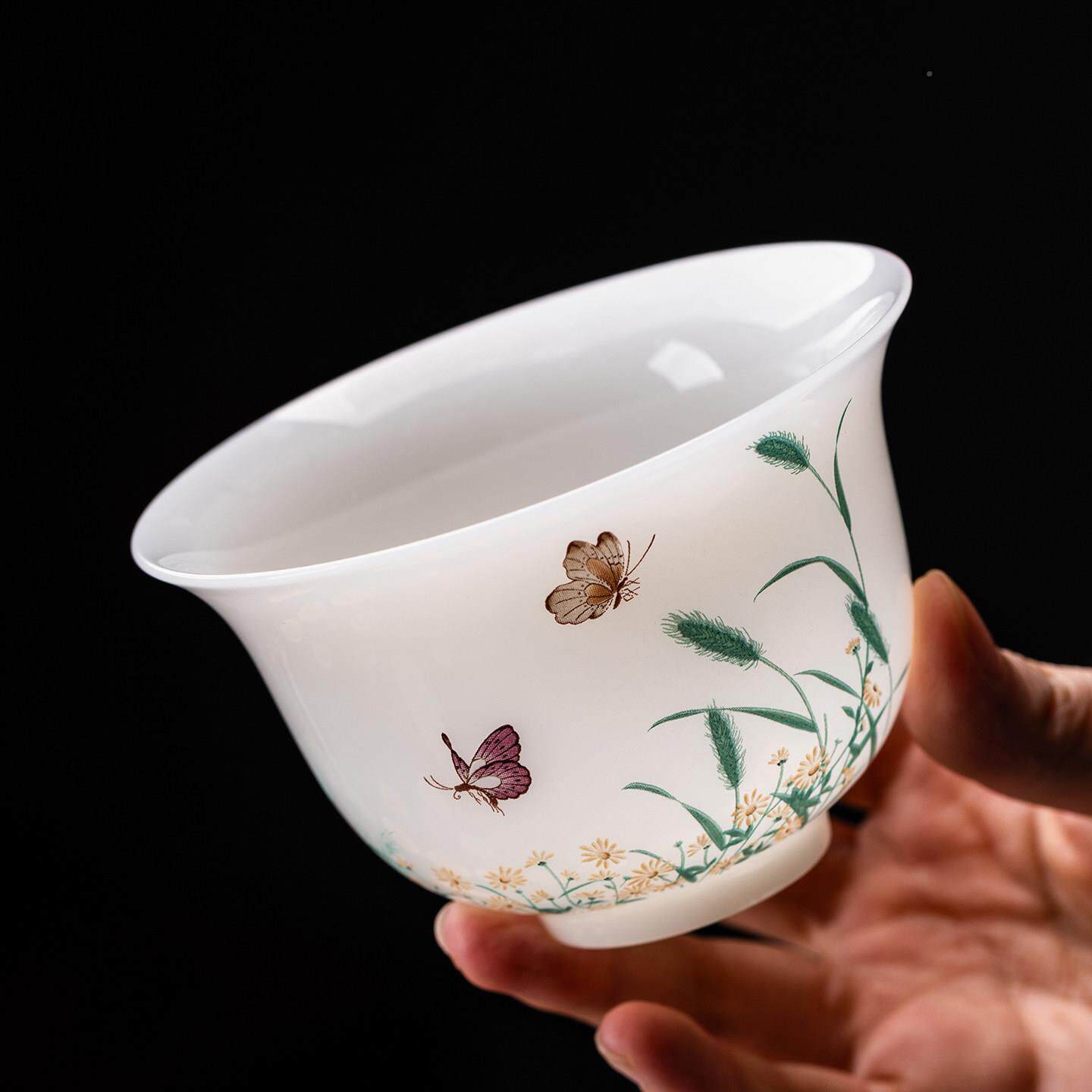 冰种璞功夫茶套装具JX-4077家用高盖碗茶杯高颜值玉伴手礼送长辈