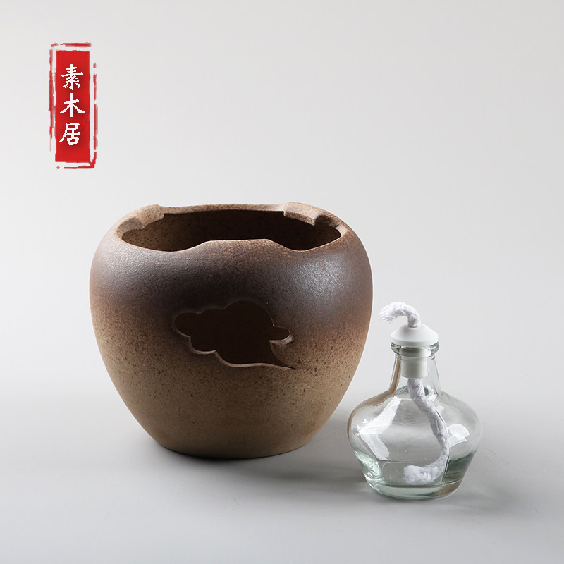 柴烧陶瓷煮茶器侧把煮茶壶陶壶茶炉明火酒精炉围炉奶茶壶功夫茶具