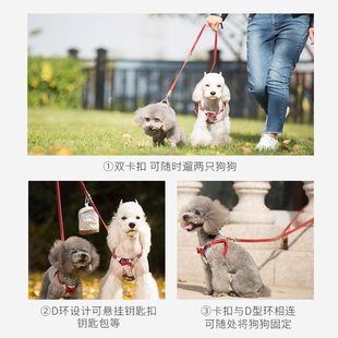 小狗狗牵引绳牵狗绳遛狗泰迪狗绳子一拖二牵绳狗背带牵引背心式猫