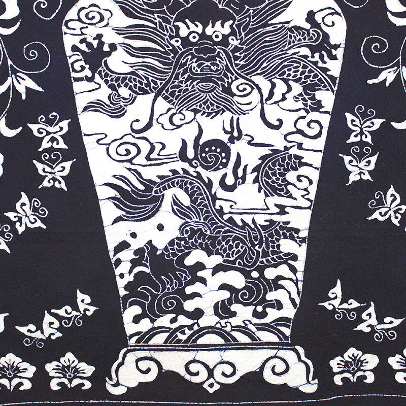 民族手工制作蜡染画富贵花瓶家居餐厅茶室装饰画台布茶几长形桌布