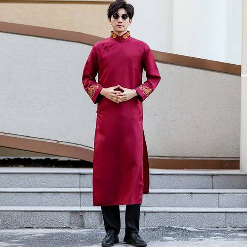 2026新款伴郎服装中式结婚兄弟团礼服搞笑古装相声服民国大褂马褂