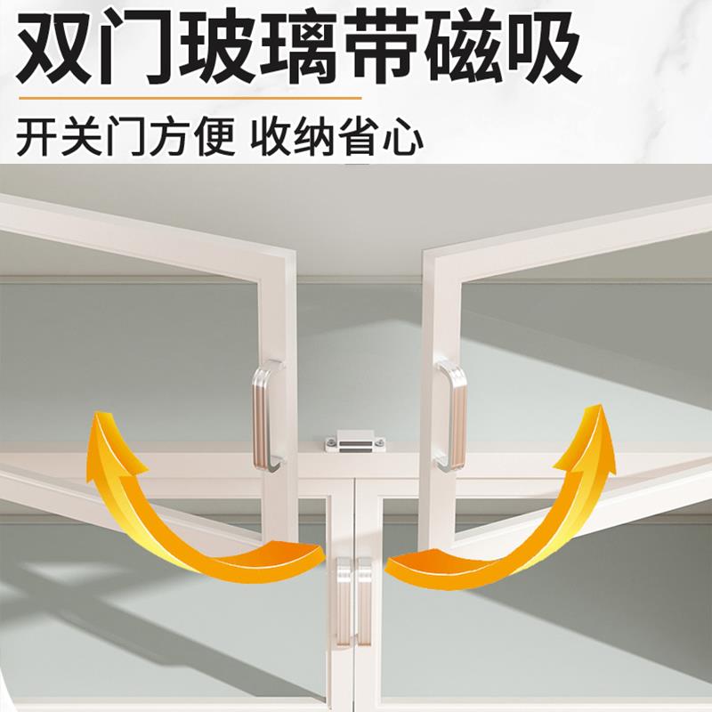 厨房置物架多层落地防尘剩菜收纳储物柜式碗碟锅具带门橱餐边柜子