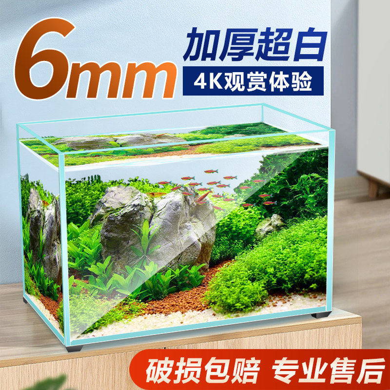 客厅小型鱼缸超白玻璃生态鱼缸斗鱼缸乌龟饲养缸桌面水草缸带造景
