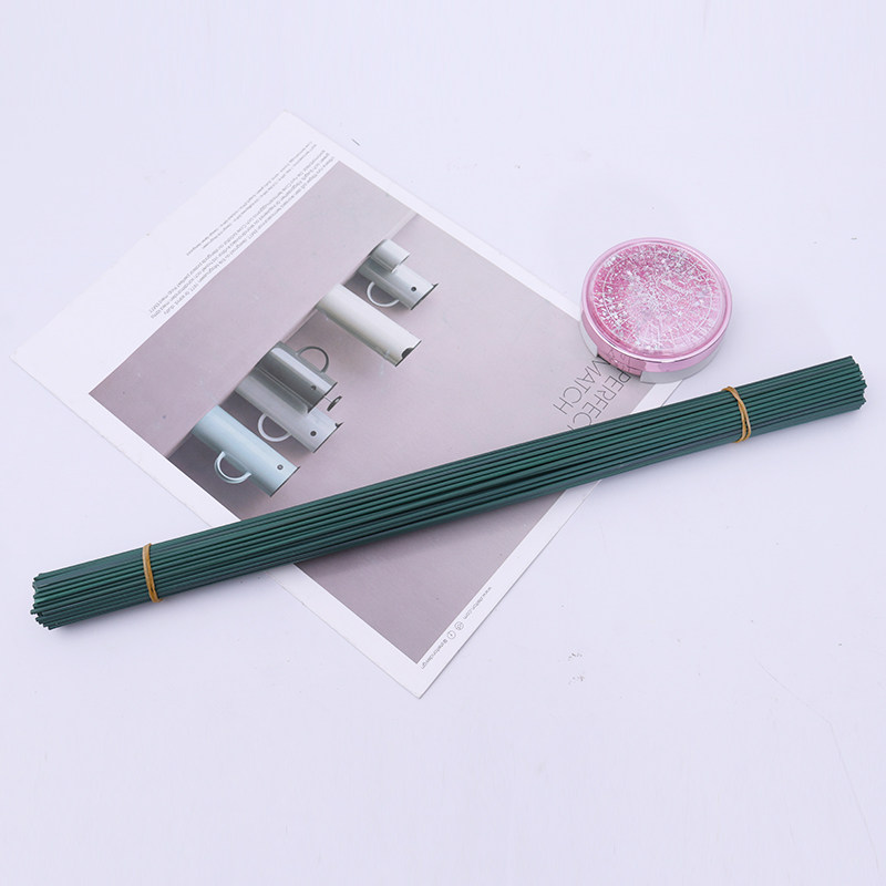 2号花杆手工制作川崎玫瑰丝网花材料配件皱纹纸DIY胶包绿铁丝花杆