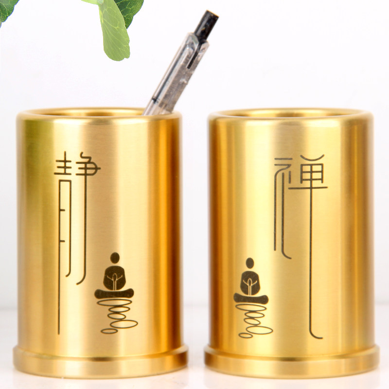 铜笔筒摆件 实心铜笔筒摆件 书桌 工艺礼品 摆件 量大可以订做