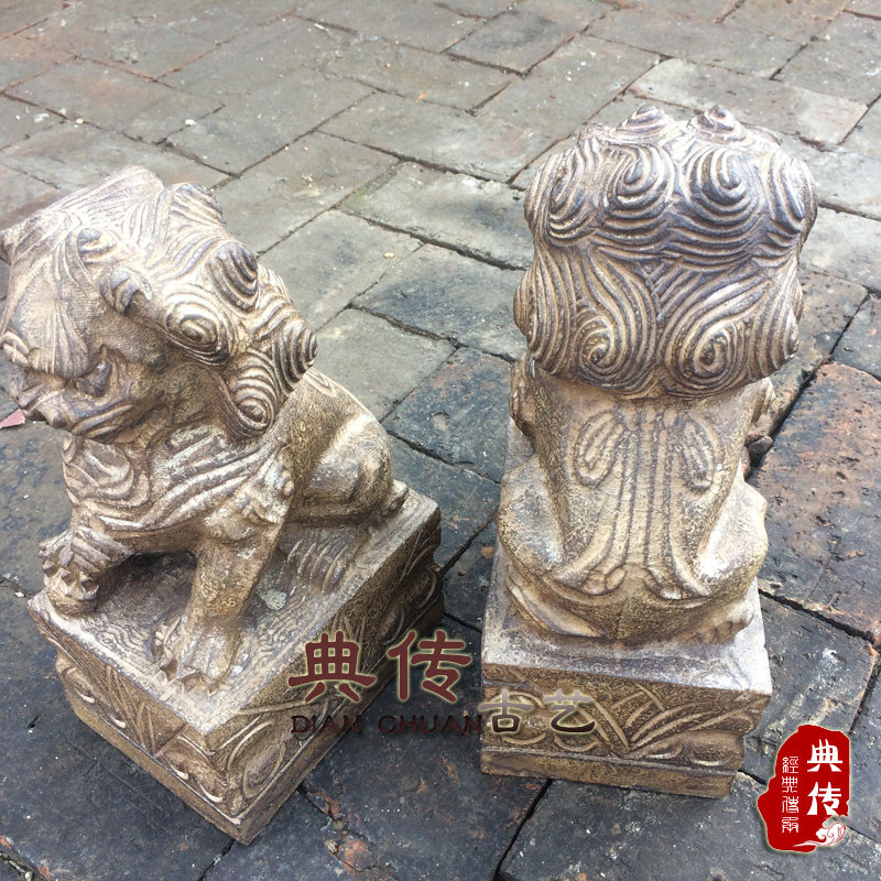 仿古石雕镇宅看门墓地北京狮子一对门前石头摆件青石兽门墩狮子石