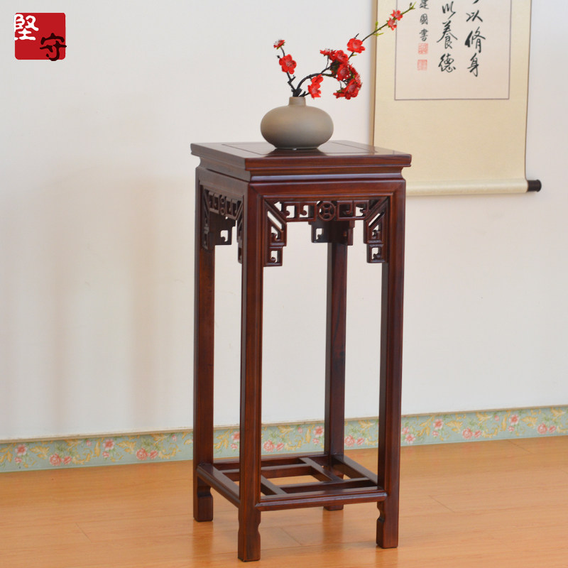 坚守花架全实木室内客厅盆景绿萝鱼缸艺术品落地架多层置物花架