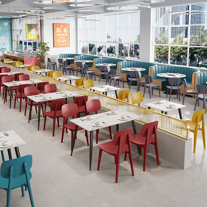 商用岩板快餐店小吃面馆汉堡奶茶店自助餐厅桌椅学校食堂餐饮桌椅