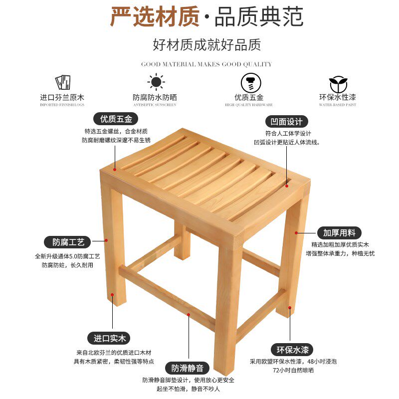 门口换鞋凳家用木头高板凳大人结实入户玄关木质凳子客厅实木方凳