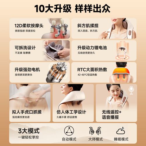 VTT颈椎按摩器肩颈腰部背部脖子颈肩膀斜方肌揉捏神器颈部按摩仪