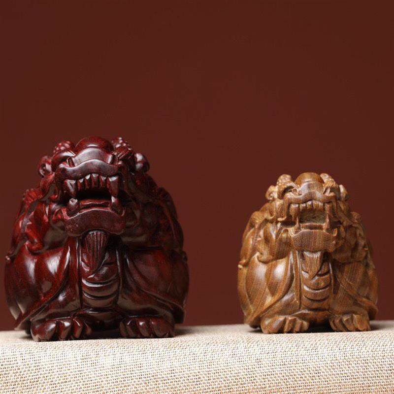 天然紫檀绿檀木雕摆件招财转运手把件龙龟文玩檀木雕刻工艺品摆件