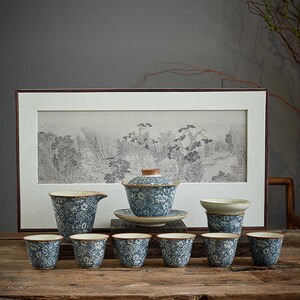 中式轻奢青花陶瓷功夫茶具礼盒套装家用商务伴手送礼品定制印logo