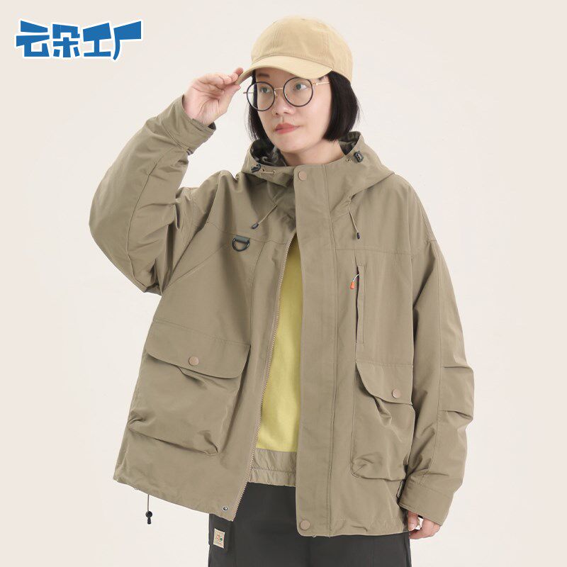云朵工厂花学家多袋连帽风衣外套秋季新款宽松男女款夹克简约休闲