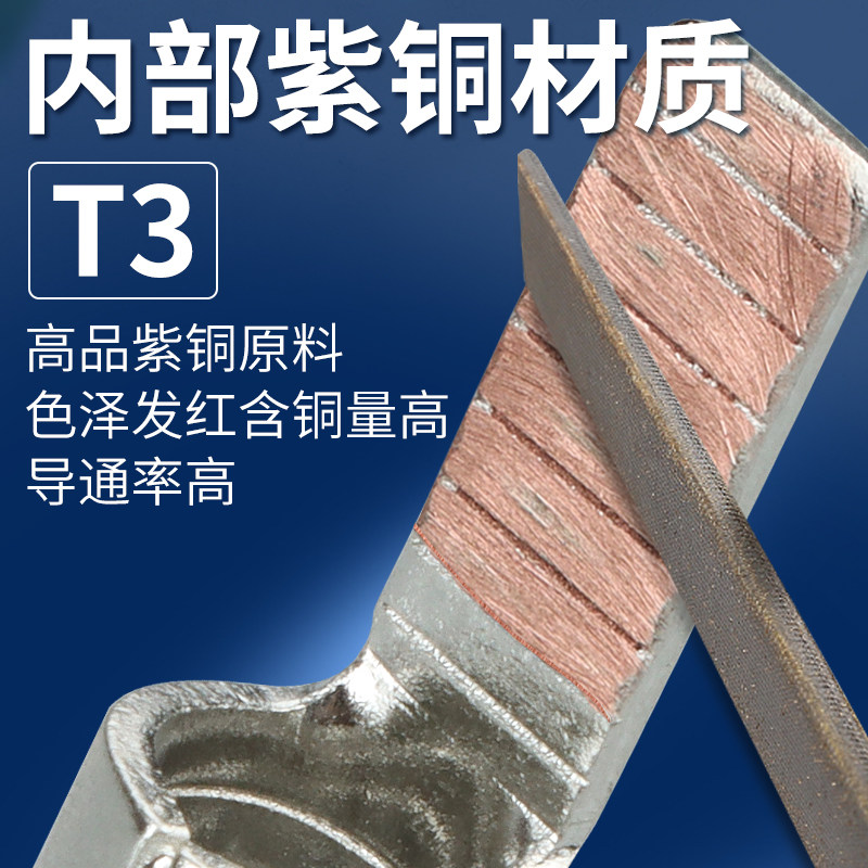 DBN紫铜插片型冷压接线端子1.25/2/5.5-10/14/18插针形线耳线鼻子