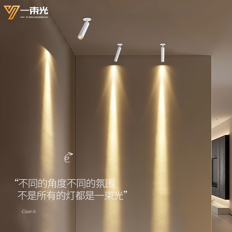 一束光聚光射灯嵌入式可调小角度3度8度茶室吸顶餐厅店铺商用55mm