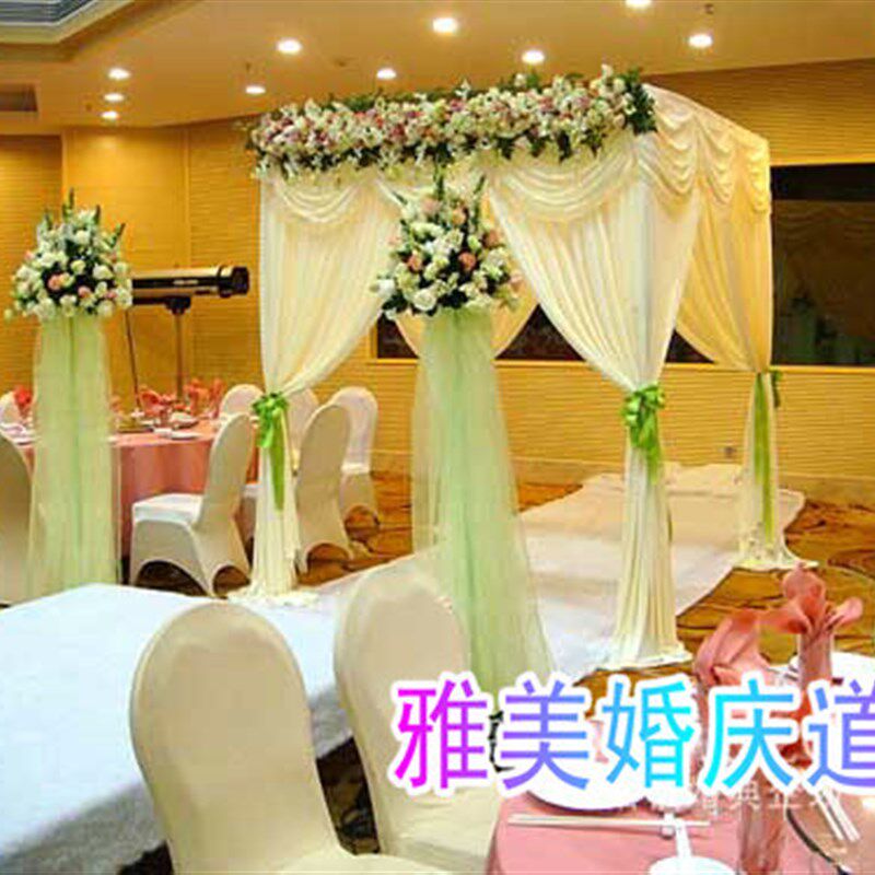 婚庆道具方形架子 婚礼四方亭架子 不锈钢可升降双横梁方亭四角亭
