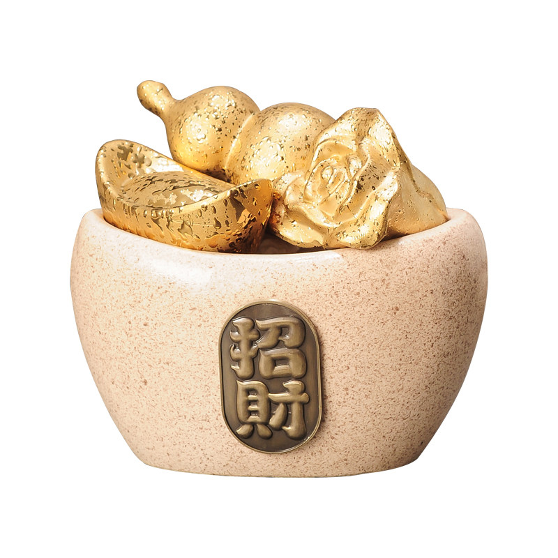 聚宝盆招财摆件新中式家用客厅玄关装饰礼品聚财轻奢乔迁新居礼品