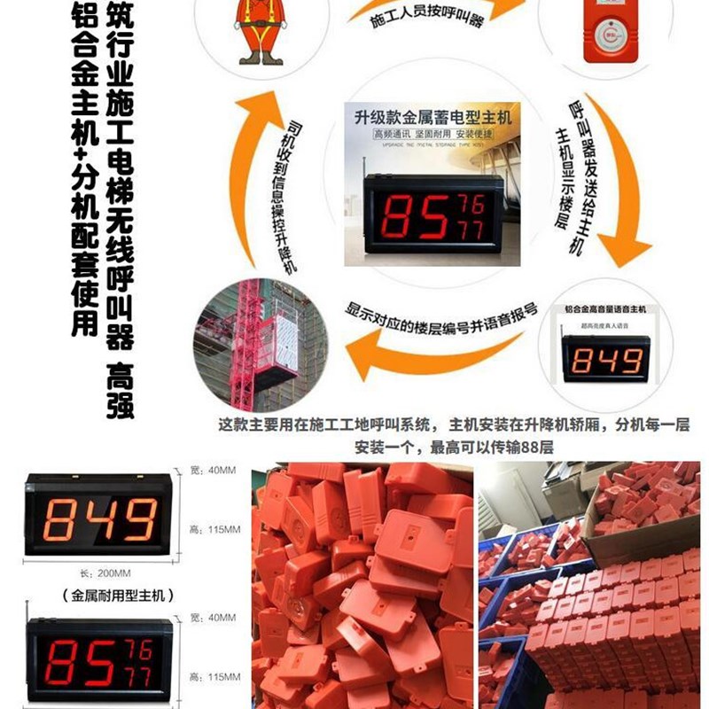 485转PLC自动室内室外电梯楼层呼叫器工地升降机专用防水无线按铃