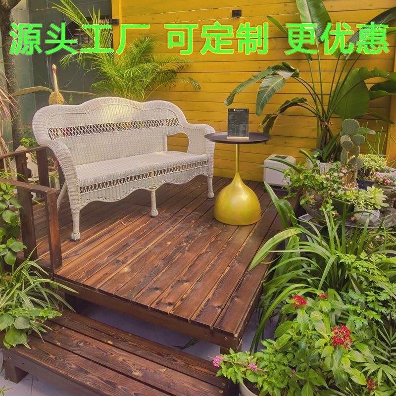 户外防腐木地板阳台庭院休闲实木平台花园榻榻米台阶防水地板组合