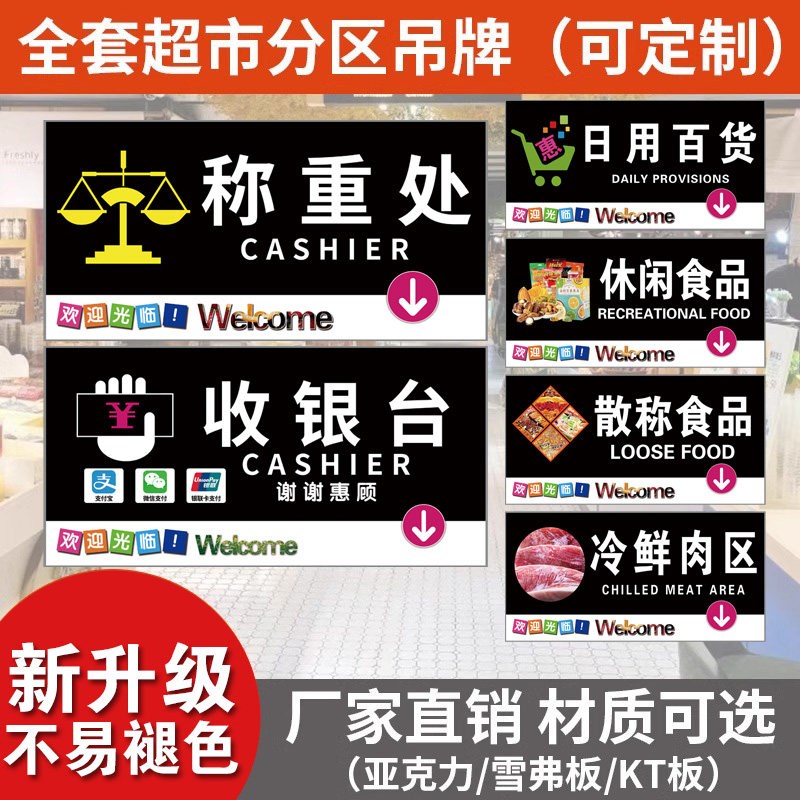 超市区域分类指示牌双面商场便利店分区标识牌指引导向挂牌定制收