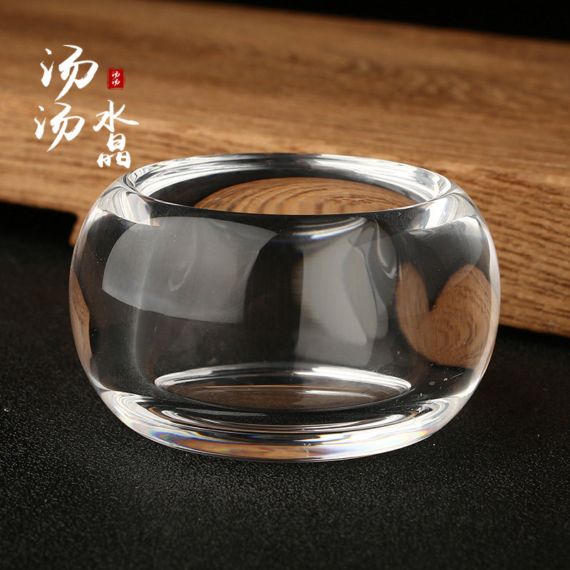 原矿石材天然白水晶茶杯单杯品茗杯主人杯禅定款喝茶杯子免费刻字