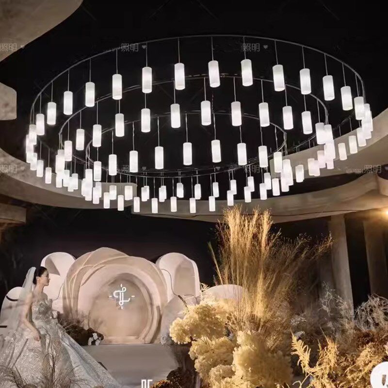 新款婚庆婚礼堂圈圈道具吊灯装饰餐厅包间包房餐桌新中式订制大灯