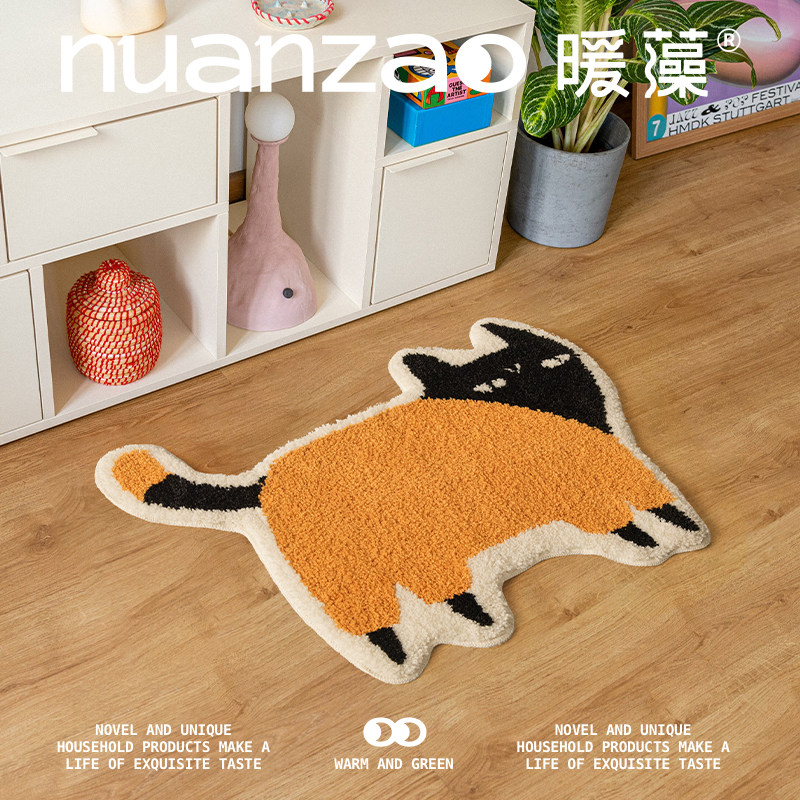 张乐陆X暖藻 可爱猫咪卧室床边毯吸水防滑脚垫卡通地毯儿童房地垫