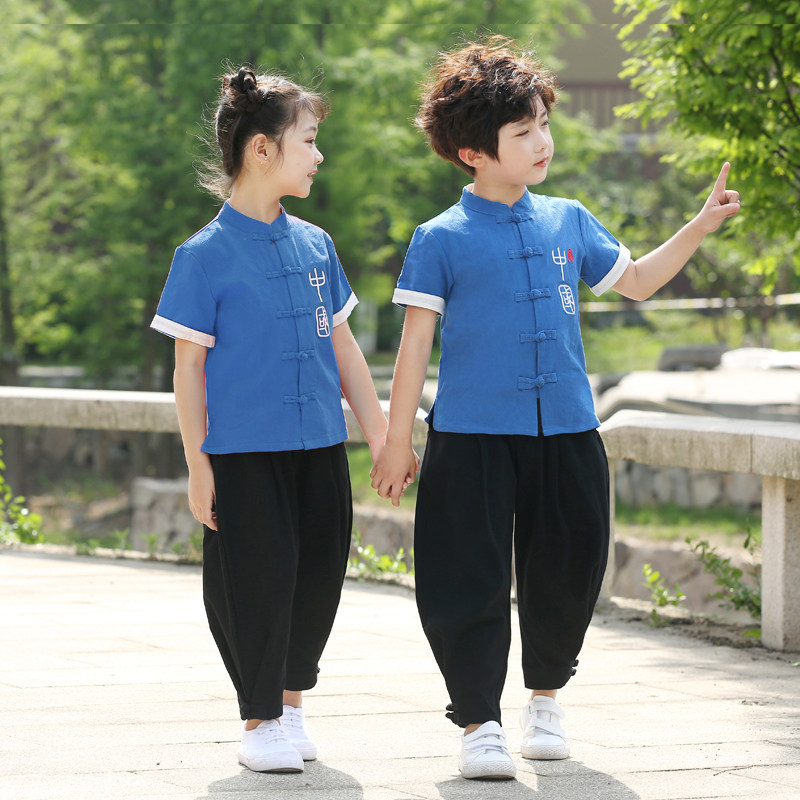 儿童演出服六一幼儿园男童汉服女童古风表演服小学合唱服武术服夏