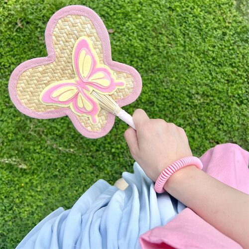 infp夏日蝴蝶蒲扇手工编织麦秆扇可爱网红公主姐妹手持少女扇子