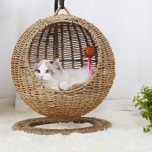 猫窝圆形夏季半封闭式开口带垫子可拆洗宠物猫咪猫床房子吊篮吊床