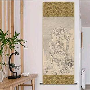 弘仁西岩松雪图微喷打印清四僧山水画临摹绢布画稿传统山水画范本