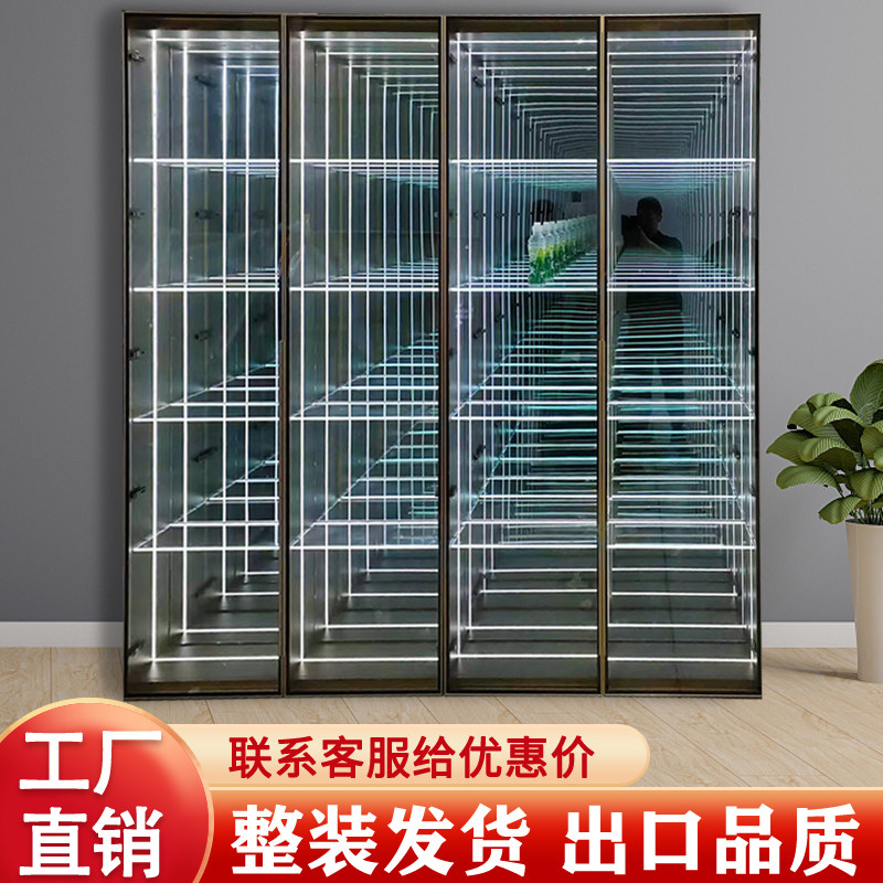 手办柜玻璃展示柜轻奢玩具模型红酒居家摆件深渊千层隧道柜子定制