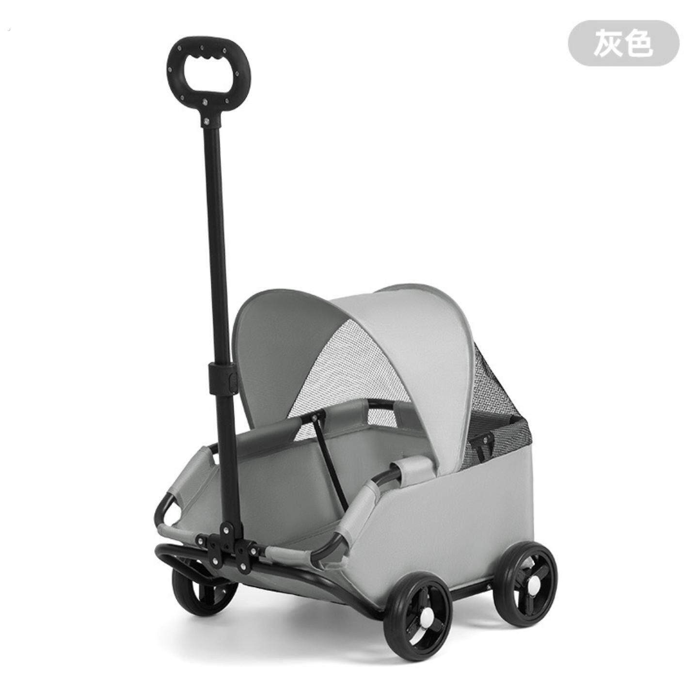 宠物推车一键折叠宠物推车狗狗猫咪泰迪户外车中小型宠物狗小拉车