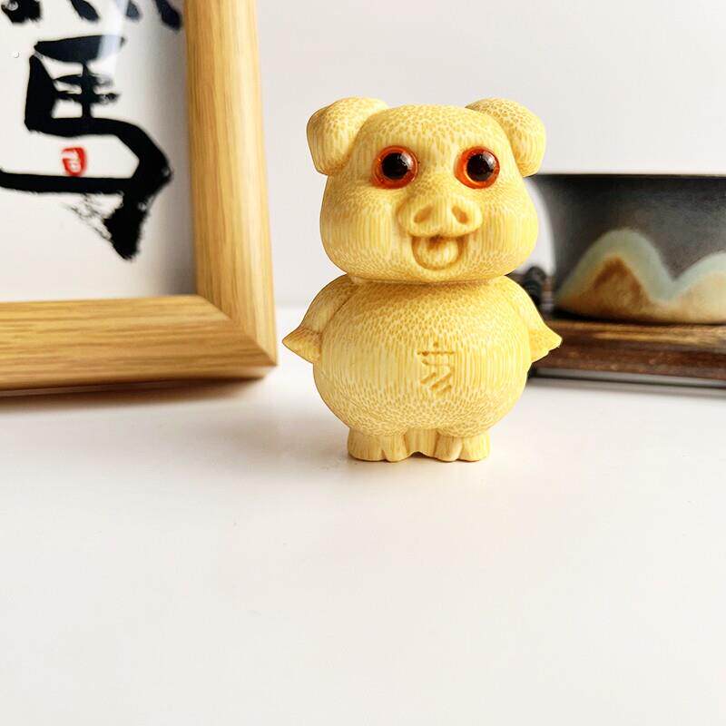 实心竹雕刻竹雕手把件摆件十二生肖精雕茶宠摆件文玩竹手把件
