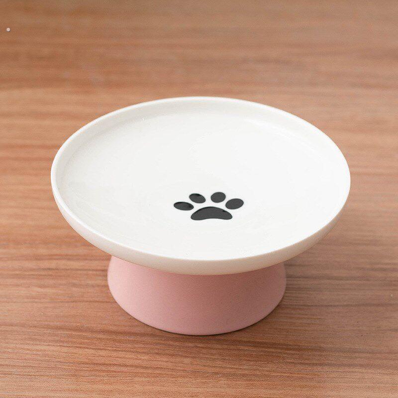 猫碗高脚护颈陶瓷碗猫咪碗预防黑下巴亮光色釉陶瓷宠物碗小型狗碗