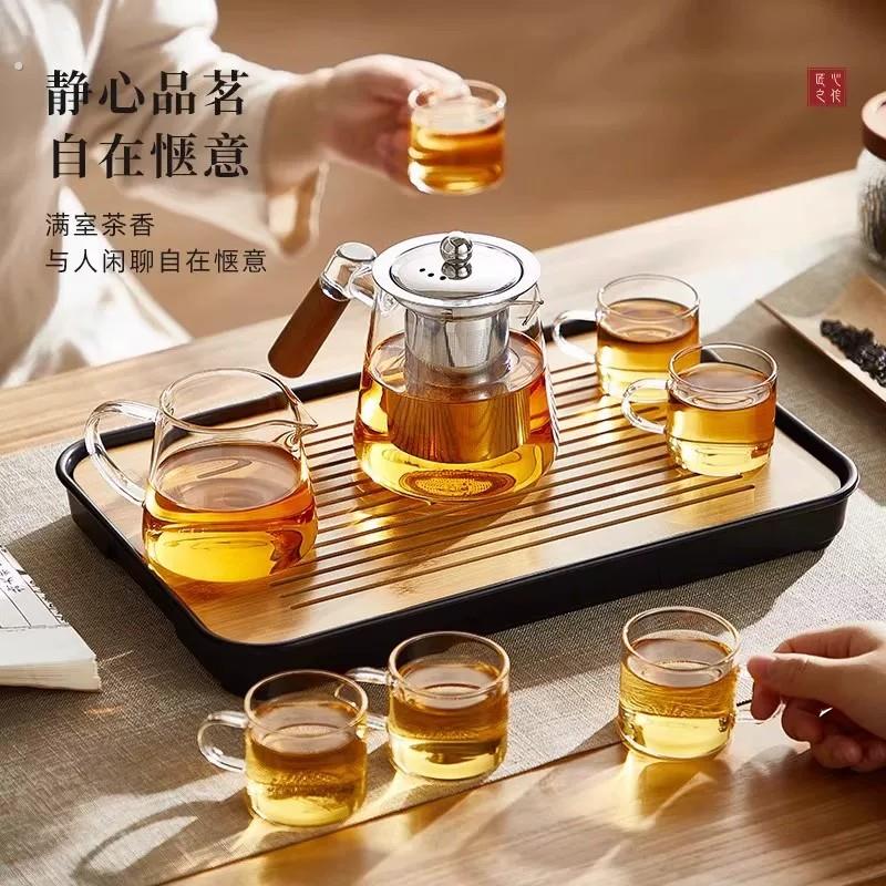 玻璃茶壶泡茶家用单壶功夫沏茶加厚耐高温茶水分离泡茶壶茶具套装