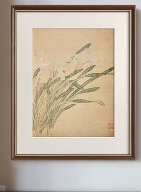 法式中国风复古客厅装饰画新中式玄关柜餐厅卧室挂画古典花卉壁画