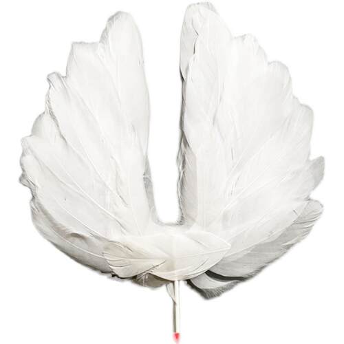 50个白色天使翅膀蛋糕装饰插件网红唯美白羽毛珍珠轻奢皇冠摆件