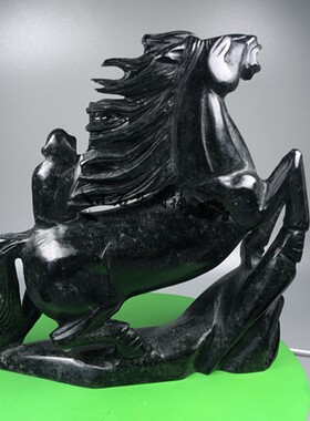天然独玉马动物纯手工桌面摆件家居客厅玄关装饰摆放朋友同事礼物