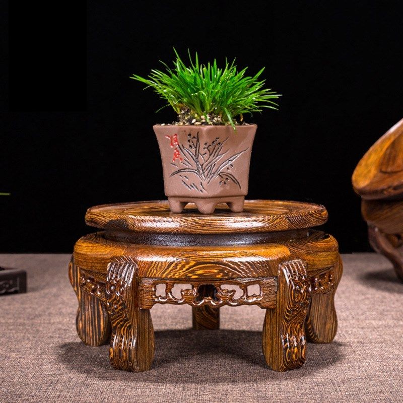 花架实木奇石头工艺品摆件木底座托架垫高花架花盆花瓶鱼缸底座架