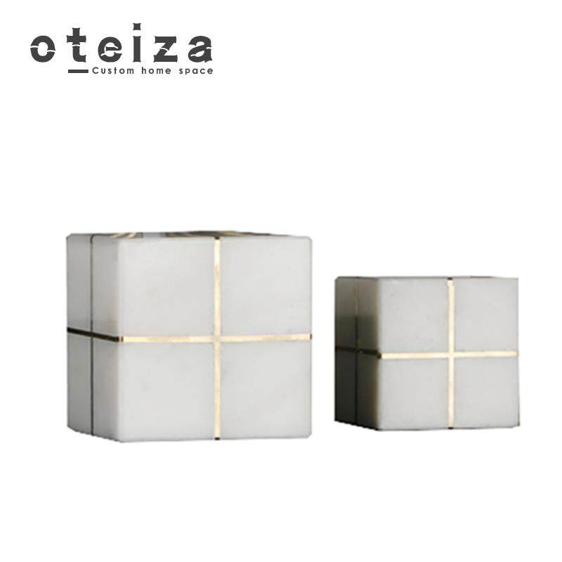 Oteiza欧式样板房客厅餐桌铜艺大理石方形摆件办公桌新古典艺术品