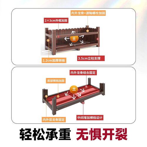 防腐木花箱种植箱户外阳台庭院露台室外围栏隔断组合木质家用种菜