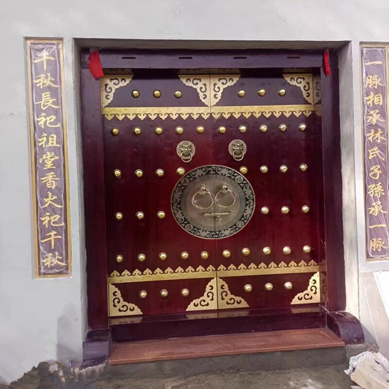 仿古纯黄铜兽头门环木大门圆门栓拉手把手别墅四合院虎头狮子拉环