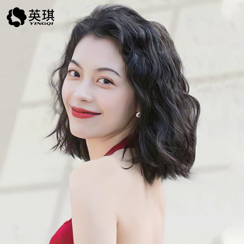 英琪假发女短发羊毛卷港风复古时尚蓬松齐肩短卷发全真人发全头套