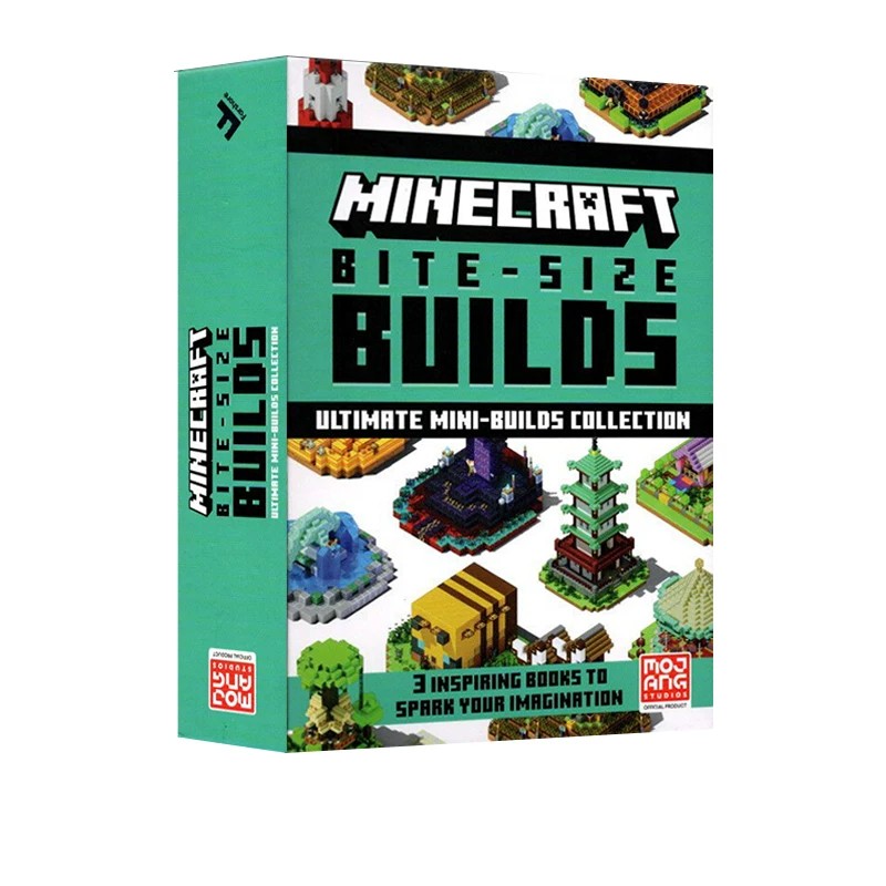 英文原版 我的世界 Minecraft Bite Size Builds Slipcase 3册套装 20个迷你建筑 8-12岁青少年儿童游戏创意指南娱乐书