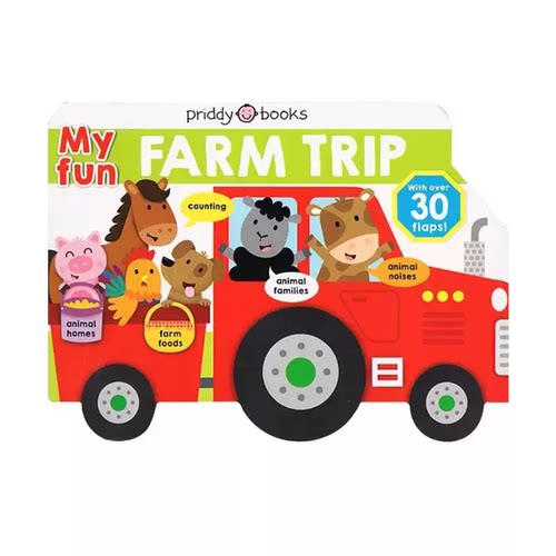 英文原版 My Fun Farm Trip 我的快乐农场旅行 纸板翻翻书 动物拟声词 My Fun School Bus姐妹篇 儿童英文启蒙绘本