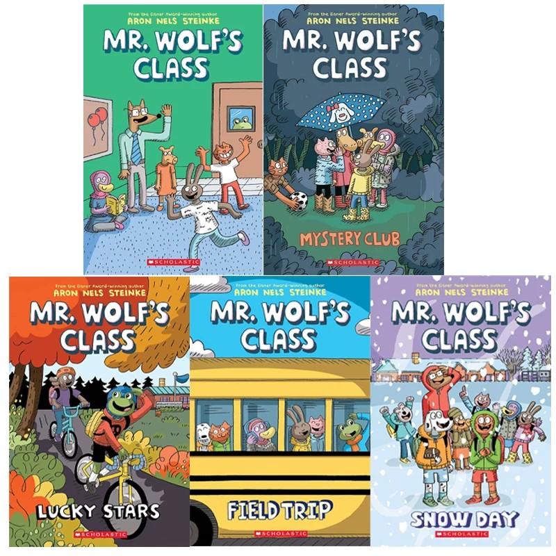 预售 英文原版 The Mr. Wolf'S Class 5册合售 老狼先生的教室 学乐全彩漫画 中小学生英语课外阅读