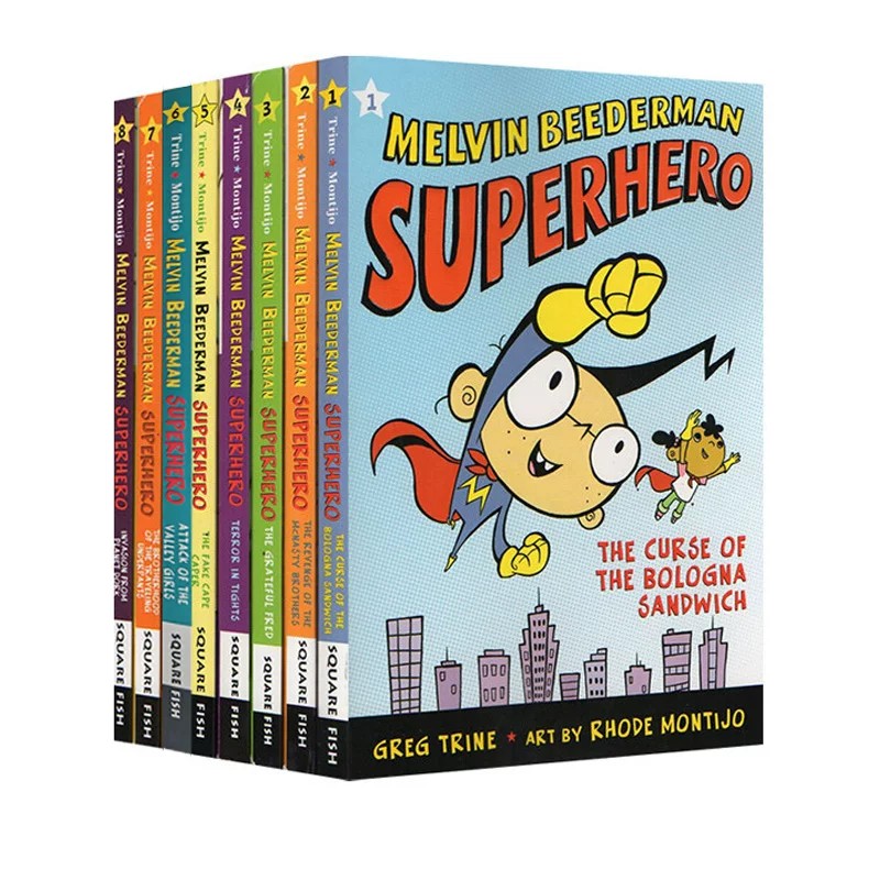 英文原版 Melvin Beederman Superhero 8册 儿童幽默桥梁章节书 超级英雄守护地球 冒险故事小说