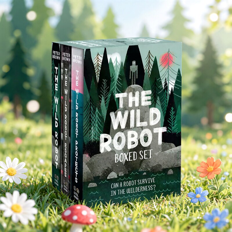 荒野机器人英文原版三部曲 The Wild Robot 荒岛机器人3册盒装 Robot Escapes Protects 青少年科幻小说 Peter Brown彼得布朗